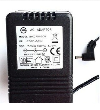 New GREEN BHD75-500 7.5V 500mA AC ADAPTER UK PLUG